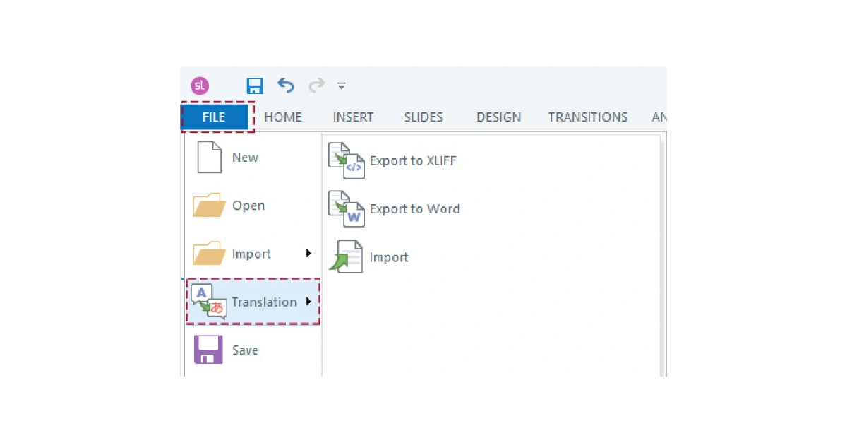 File explorer window highlighted, showing selected file type for Articulate Storyline translation project.