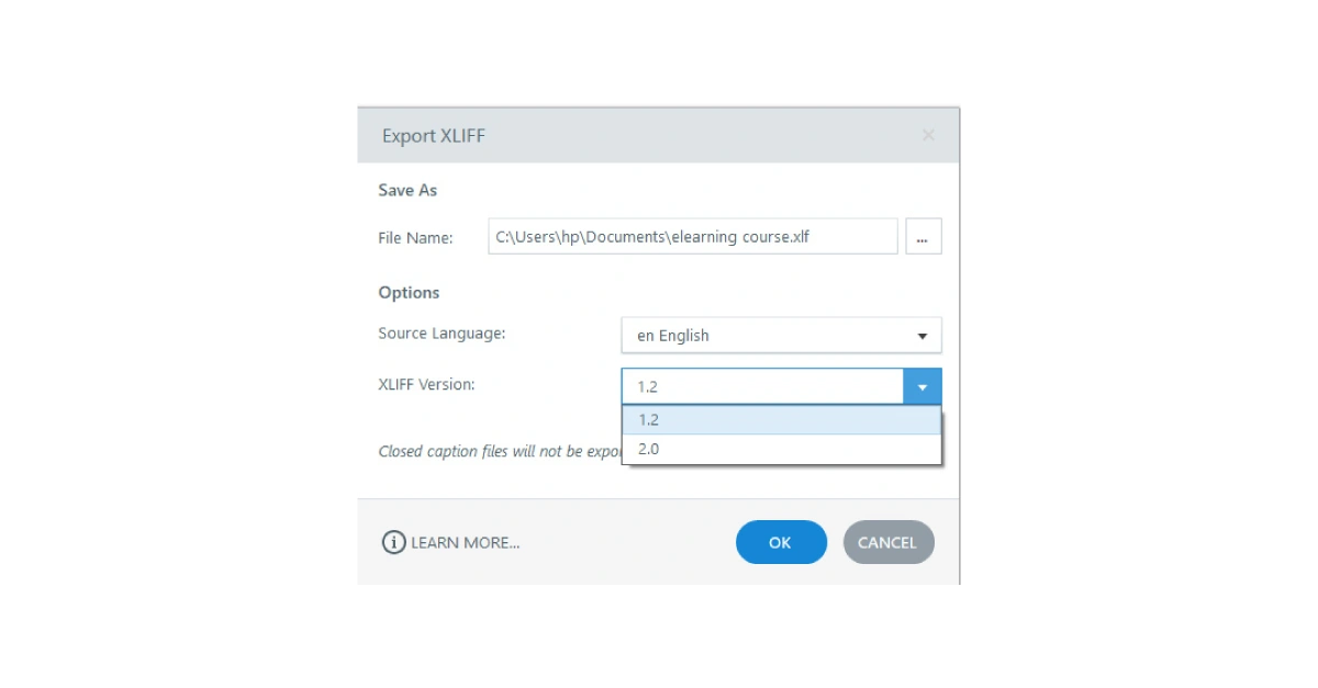Configuration options for the file uploader in Articulate Storyline translation settings.